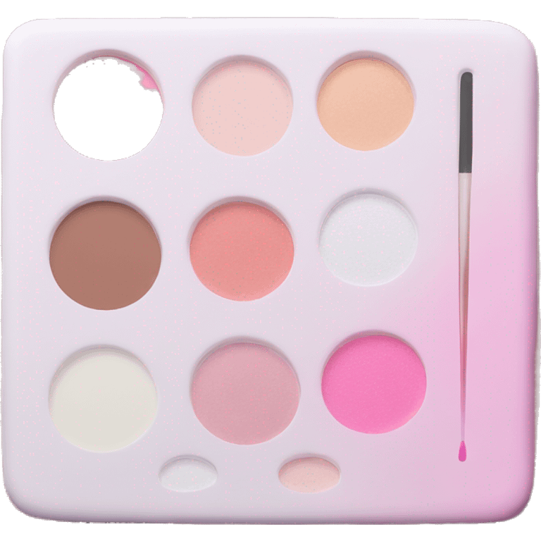 White makeup palette with pink eyeshadow emoji