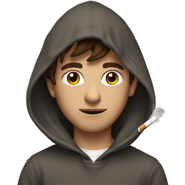 brown haired boy in hoodie with cigarette  emoji