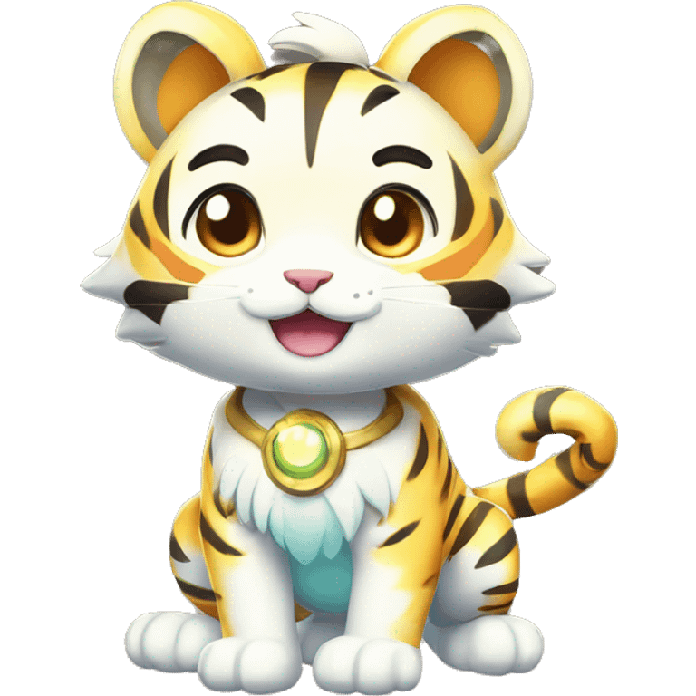 Colorful Shiny Kawaii Cute Celestial Tiger-Fakémon-Pokémon full body emoji