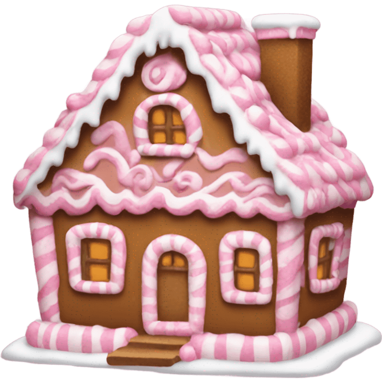 Pink gingerbread house emoji