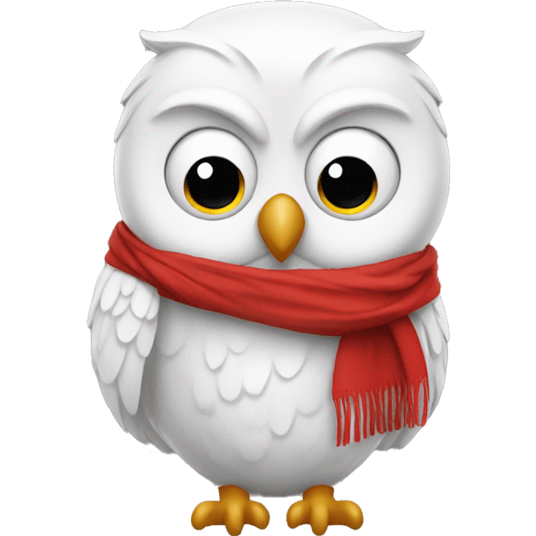 White owl wearing a red scarf  emoji