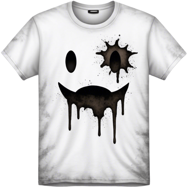 A white T-shirt heavily stained with black dirt and grime. The fabric is covered in dark smudges, making it look extremely dirty and worn out emoji