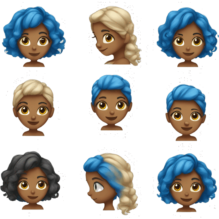 Brownskin girl with blue hair emoji