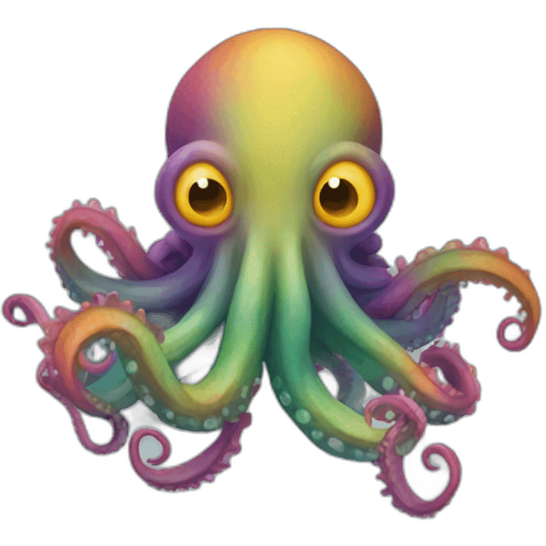 a multi-colored kraken who is afraid emoji