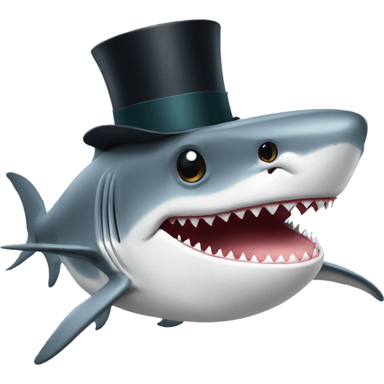 Shark with a top hat emoji