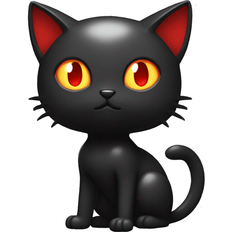 Shiny Black-Red Dark-type-Poison-type-Fakémon-Cat full body emoji