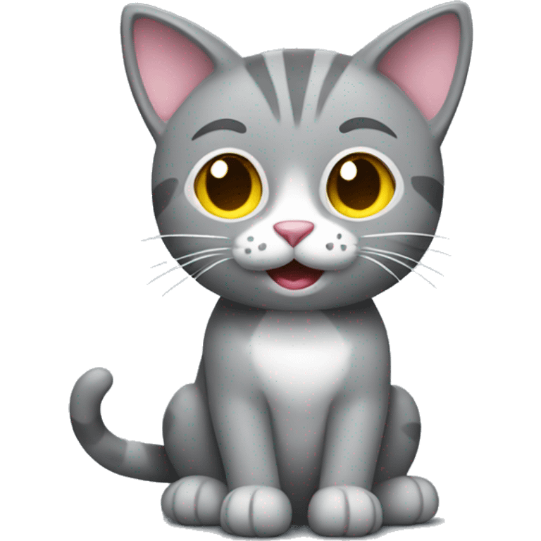 Grey cat play with toy  emoji