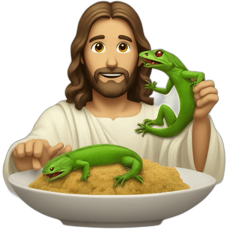 Jesus Christ eating a lizard emoji