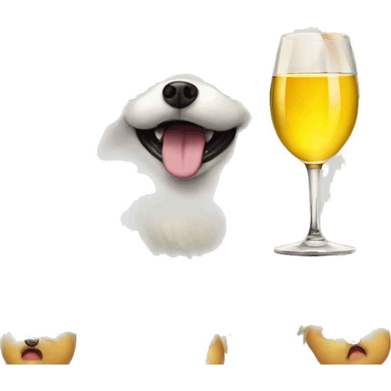 angry pomeranian with white wine in paw emoji