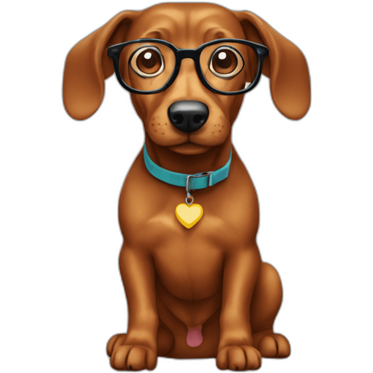 teckel dog with glasses emoji