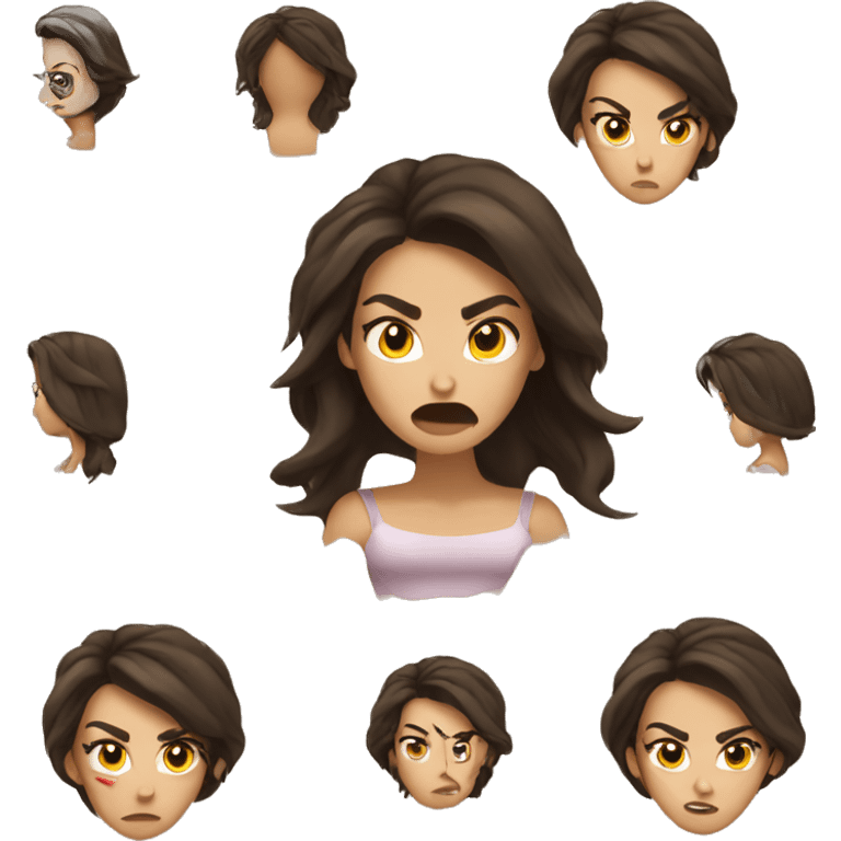 Beautiful woman brunette angry emoji