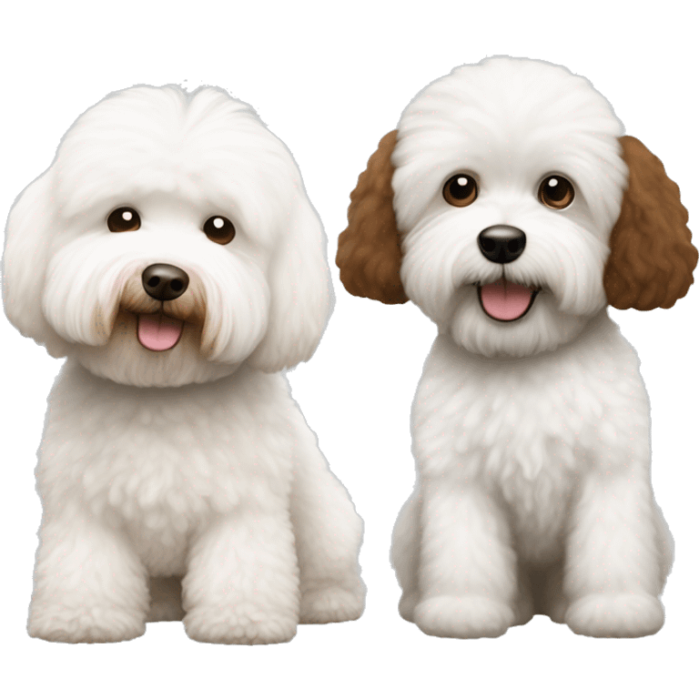 white bichon frise with brown cockapoo  emoji