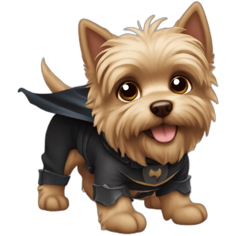 Dog male puppie Yorkshire with Batman Costume emoji