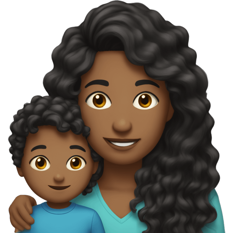 me with my 4-year-old son. I’m a Colombian woman with long wavy black hair and hazel eyes. My son, mixed French, Congolese, and Colombian, has slightly darker skin, curly hair on top, short sides, and black eyes.” emoji