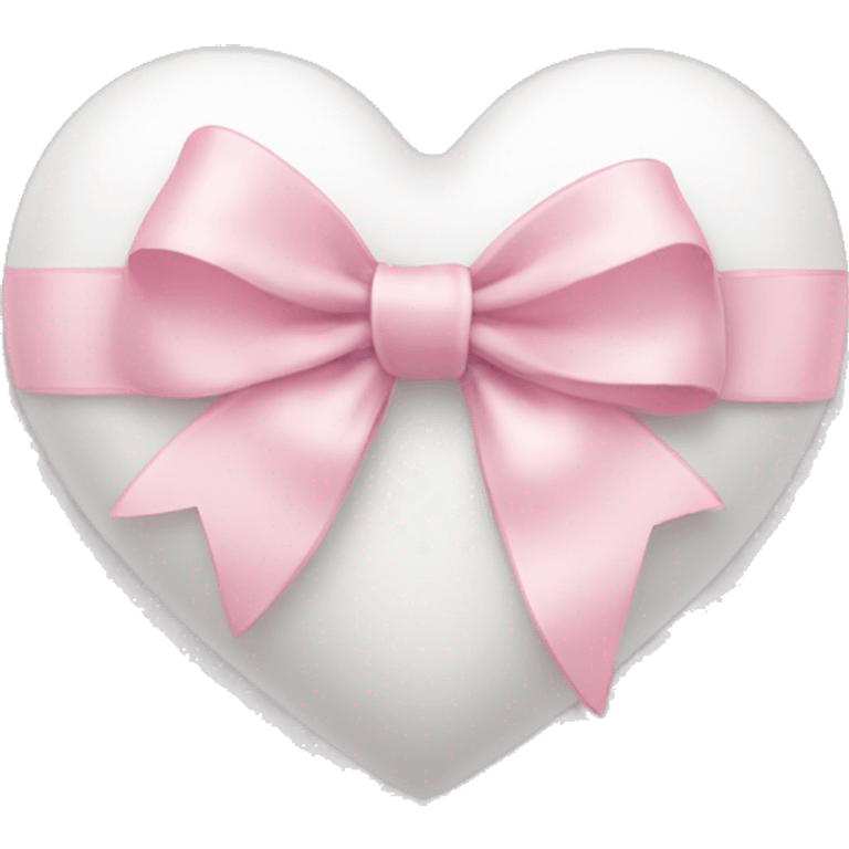 white heart with light pink ribbon bow emoji