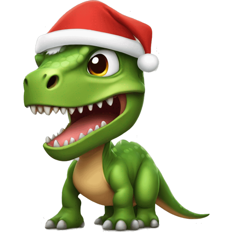 Dinosaur with santa hat emoji