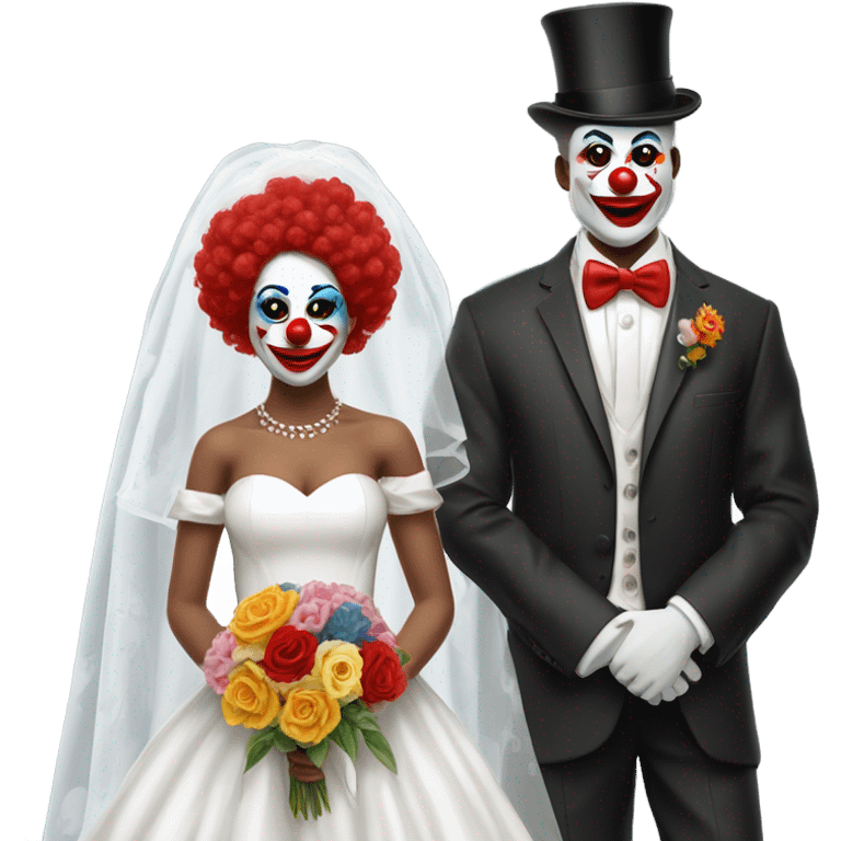 Clown groom with bride  emoji