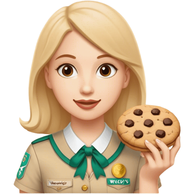 white girl scout selling cookie at Wendy’s  emoji