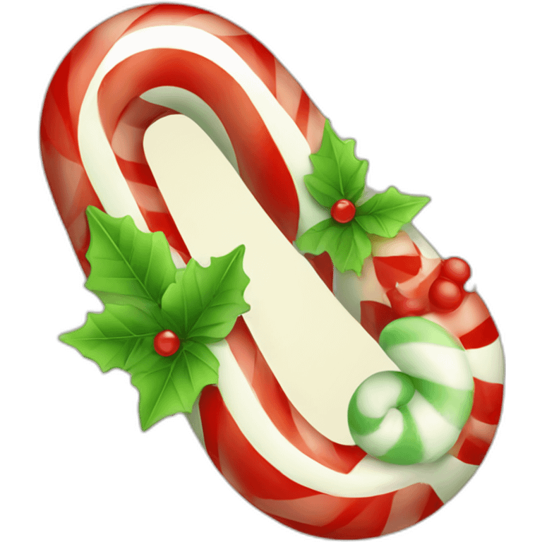 christmas candy cane with decoration emoji