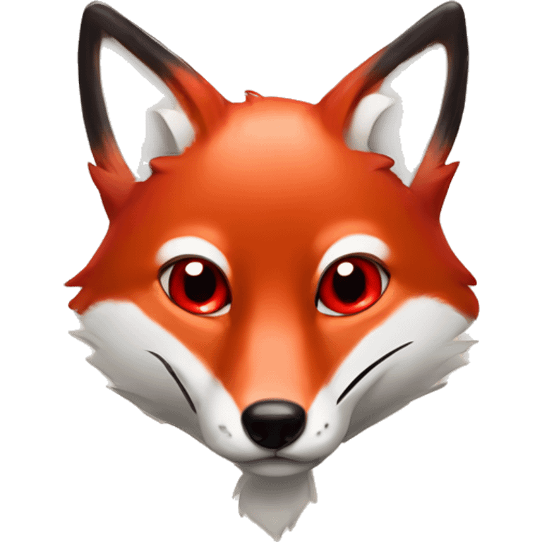 dark red fox face with tiny red heart instead of eyes emoji