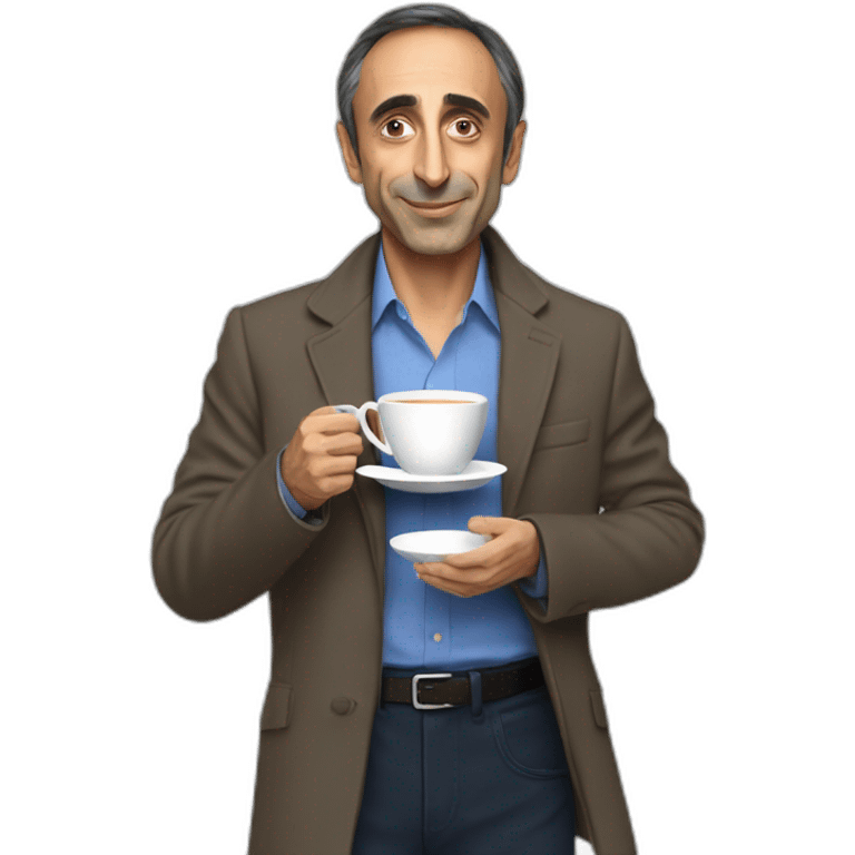 Eric Zemmour holding a cup of tea emoji