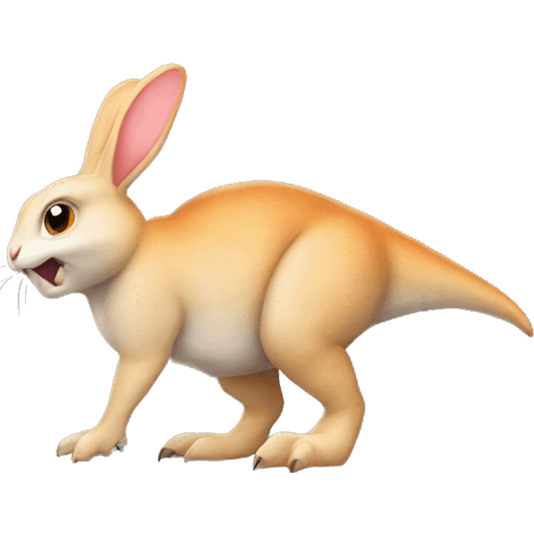 Bunny on top of a dino emoji