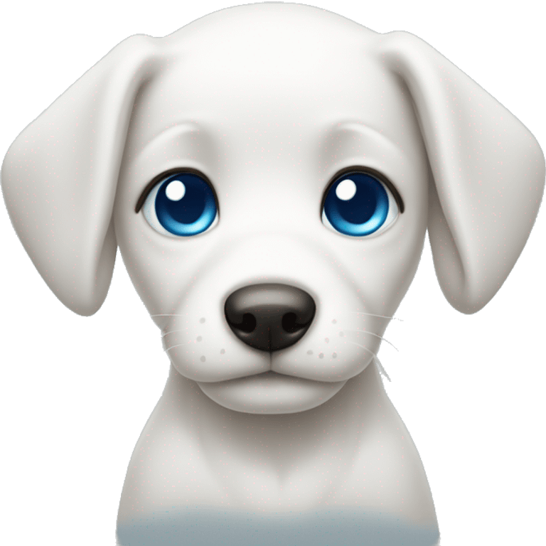 White puppy with long ears and blue eyes emoji