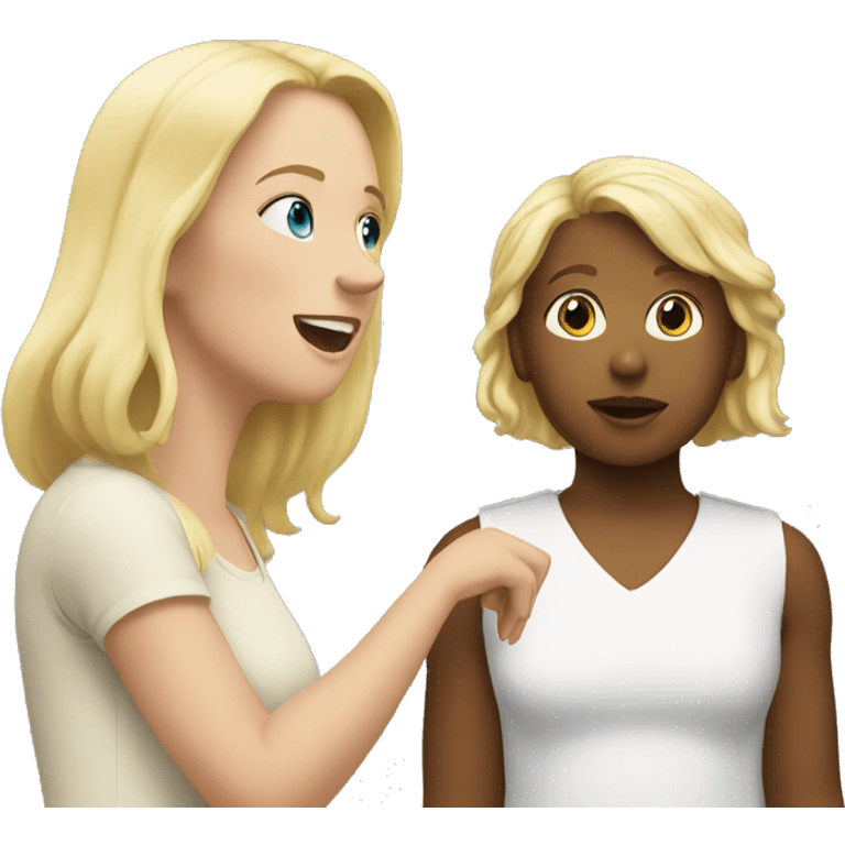 blonde women talking with blonde child  emoji