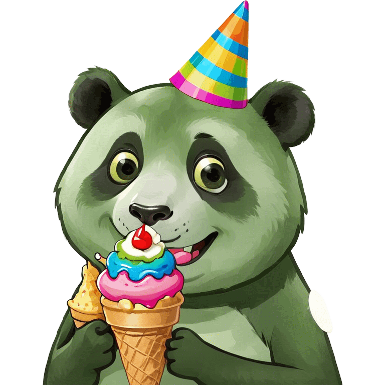 Panda eating ice cream emoji