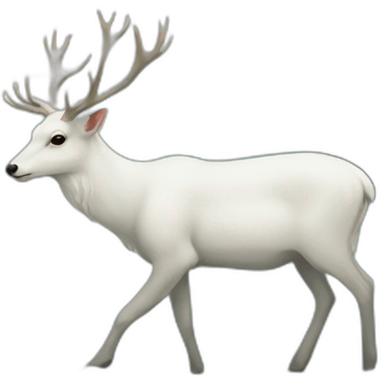 A white deer walking on the river emoji