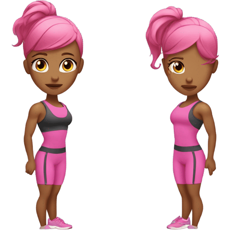 fit girl with pink hair weight lifting  emoji