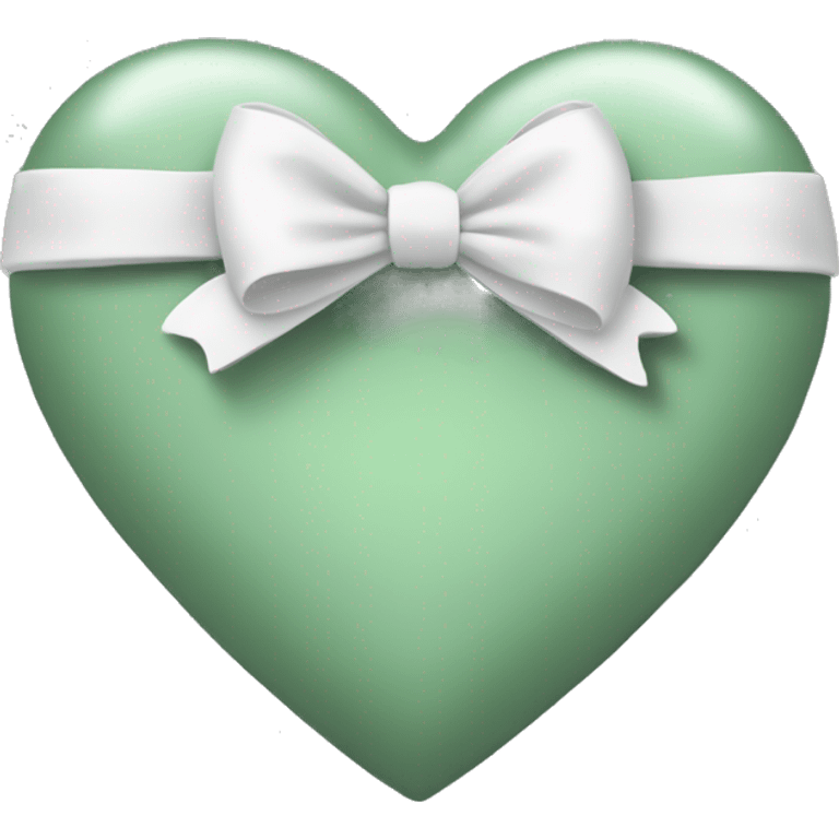 Sage green heart with white bow emoji