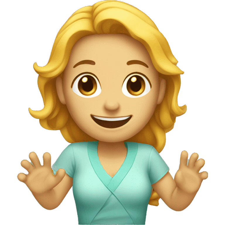 woman with 1 hand under her fin smiling emoji