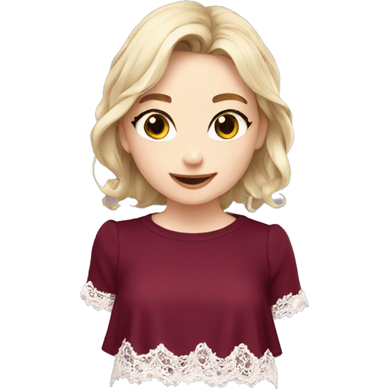 Cute burgundy top with lace  emoji