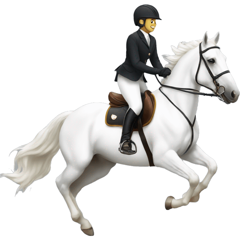 Rider and white horse jumping emoji