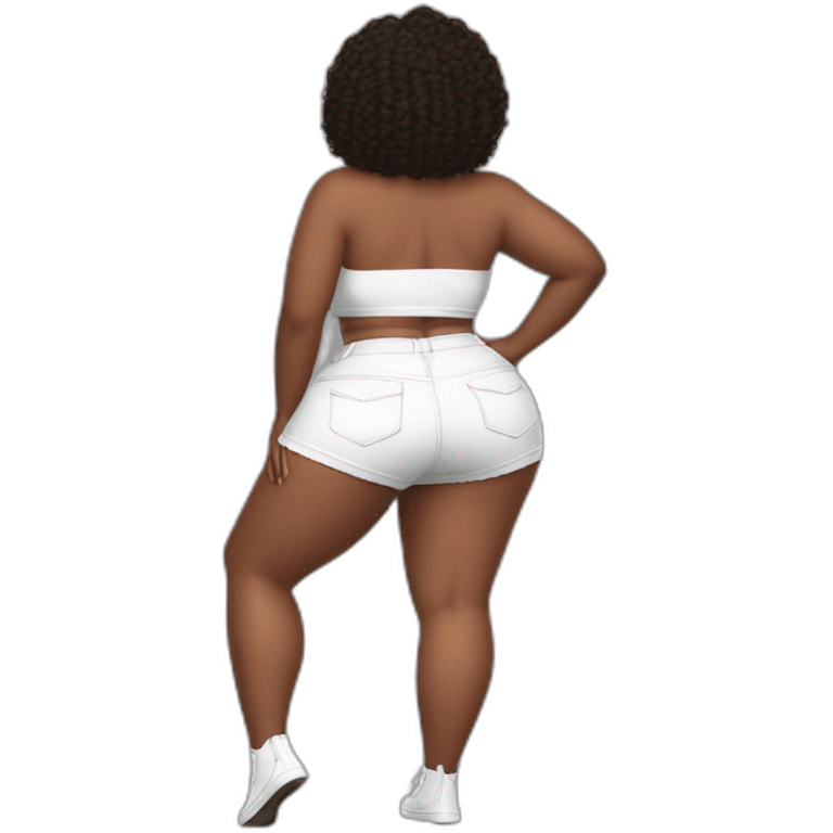 full-body-curvy-beauty-in-a-short-wide-skirt-hurricane-white-knickers rear view emoji