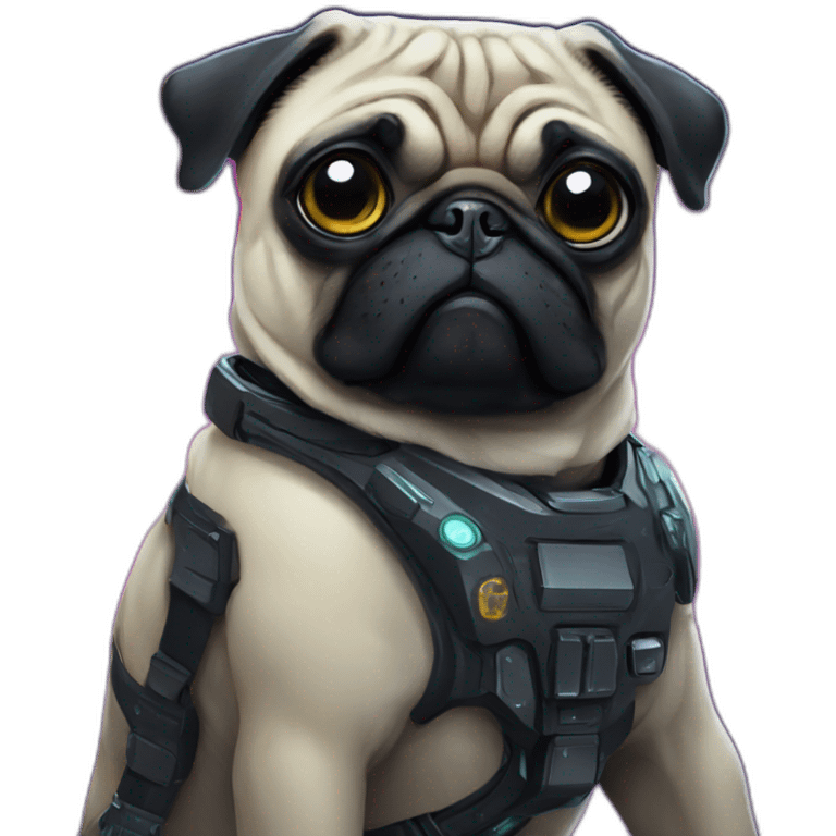 A pug in cyberpunk space emoji