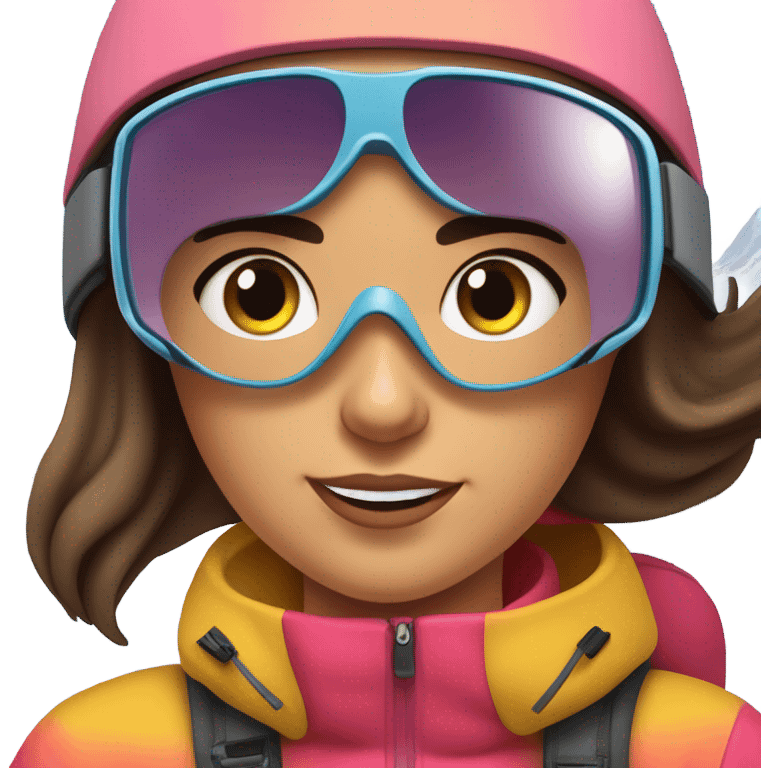 brunette girl skiing emoji