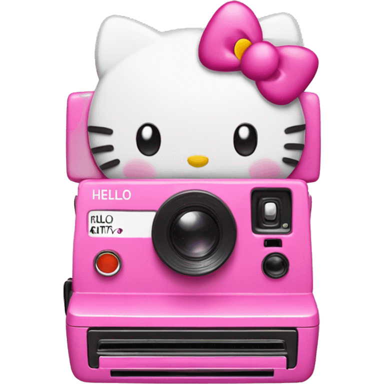 pink Polaroid with hello Kitty emoji