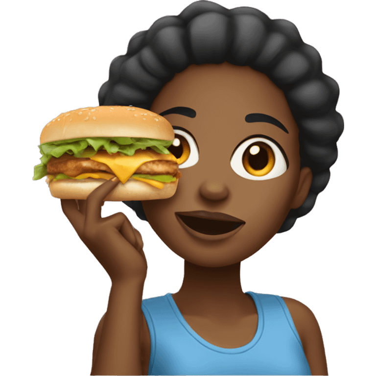 Black girl eating a chicken sandwich emoji