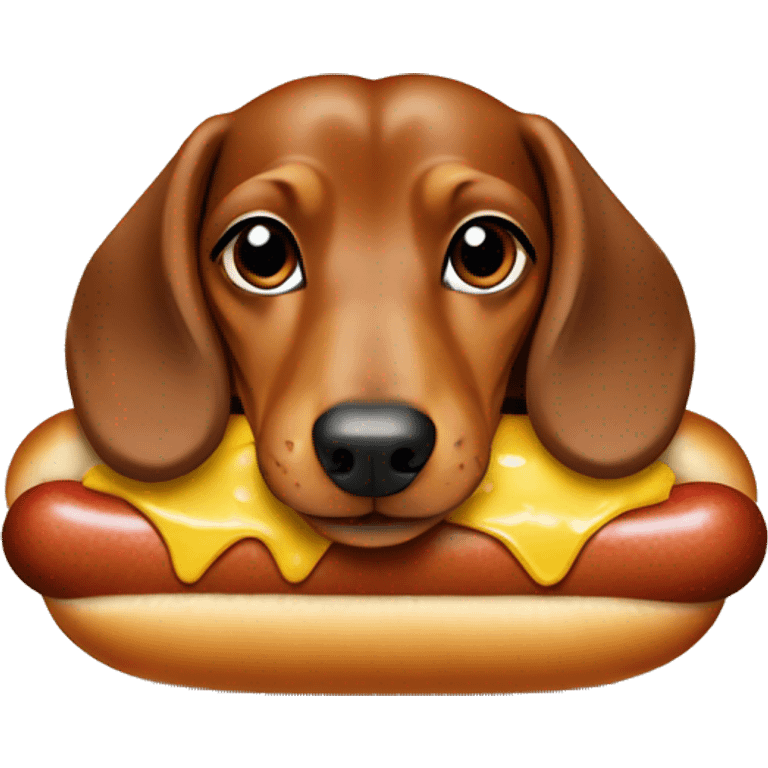 Daschund in a hot dog bun emoji