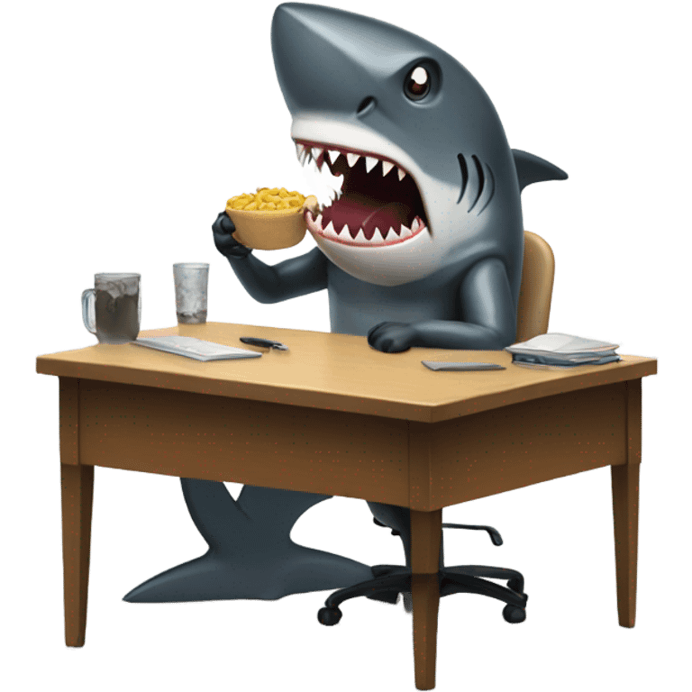 Desk eating shark emoji