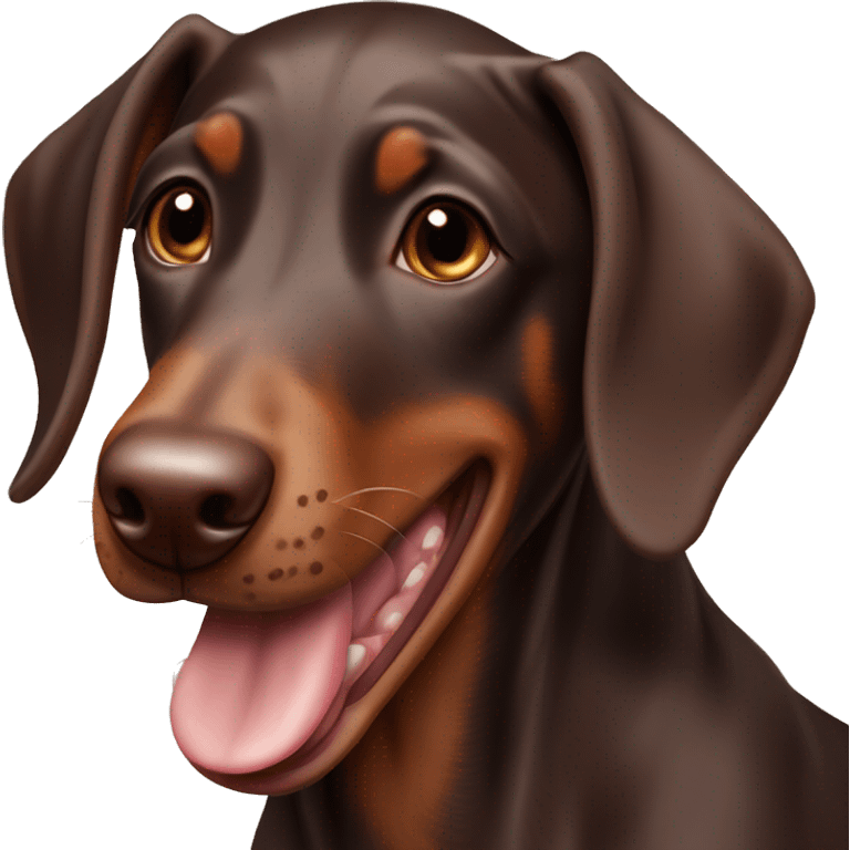 Panting happy chocolate Doberman puppy emoji