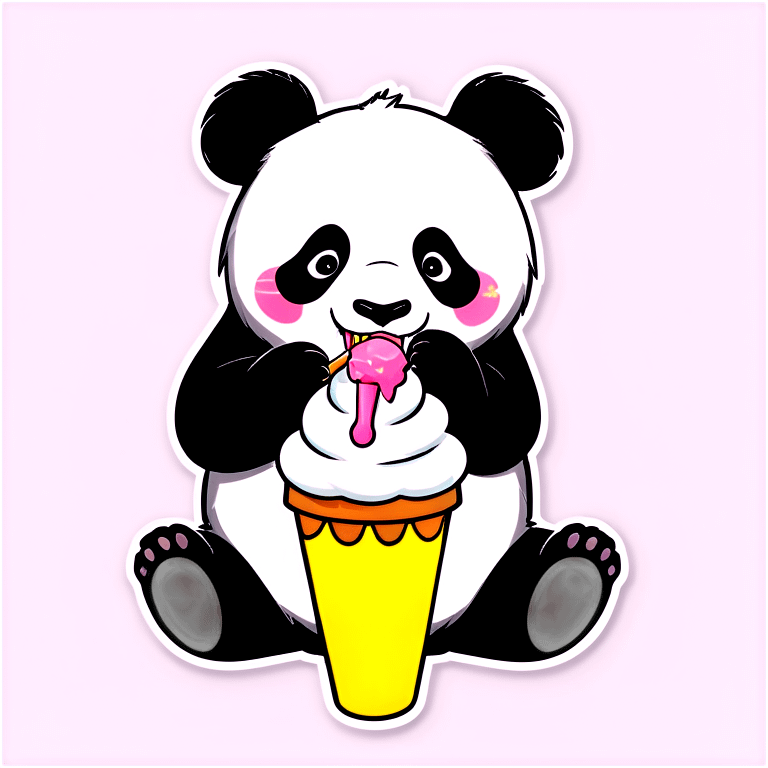 Panda eating ice cream emoji