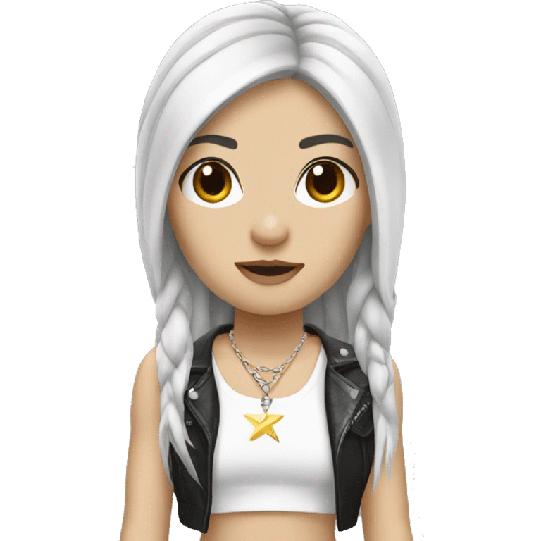 Rockstar-girl-white skin- dark mullet emoji