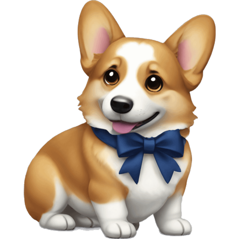 Corgi dog wearing a dark blue bow emoji