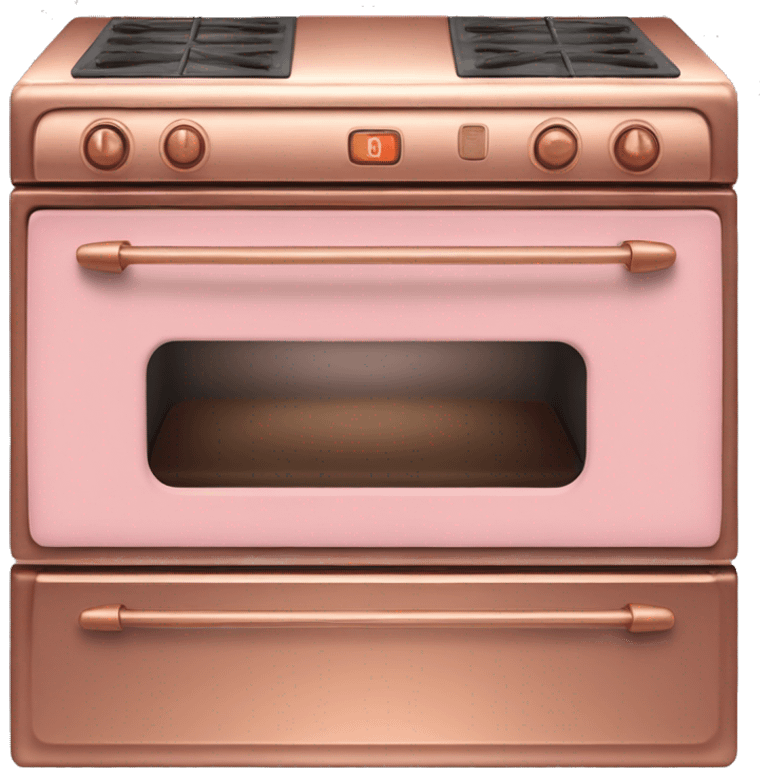 Realistic pastel pink and metallic copper vintage oven. emoji