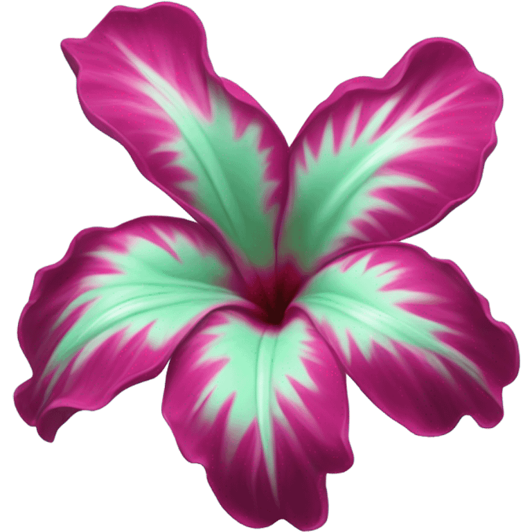 Realistic magenta and mint green Hawaiian flower isolated.  emoji