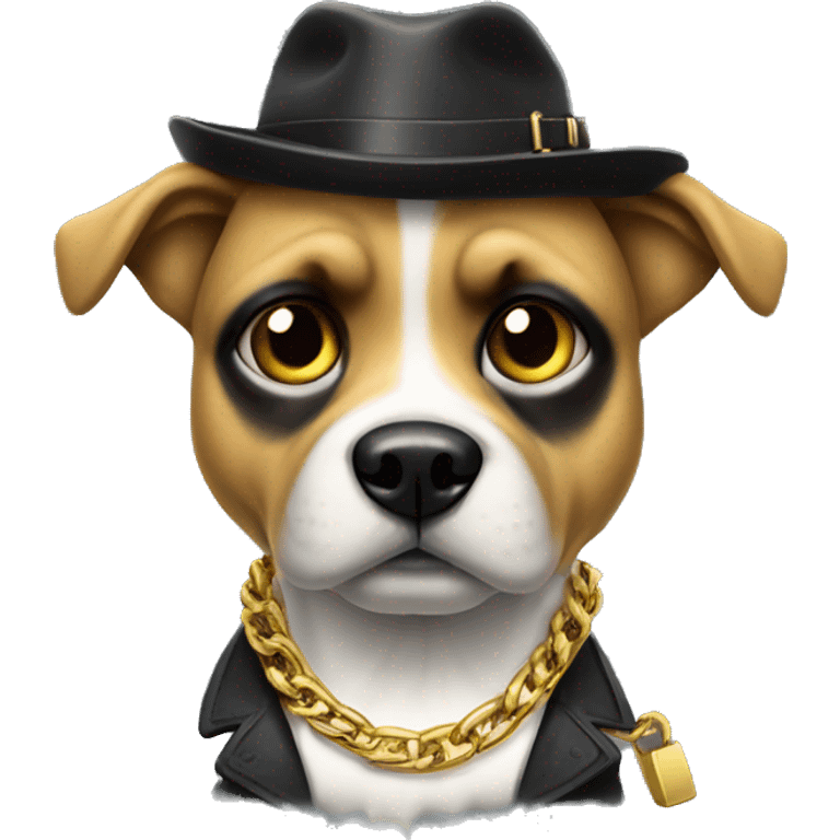 Gangster Dog with a gold chain saying puntos emoji