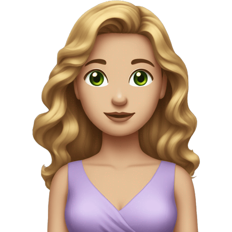 golden brown hair green eyes lavender dress emoji